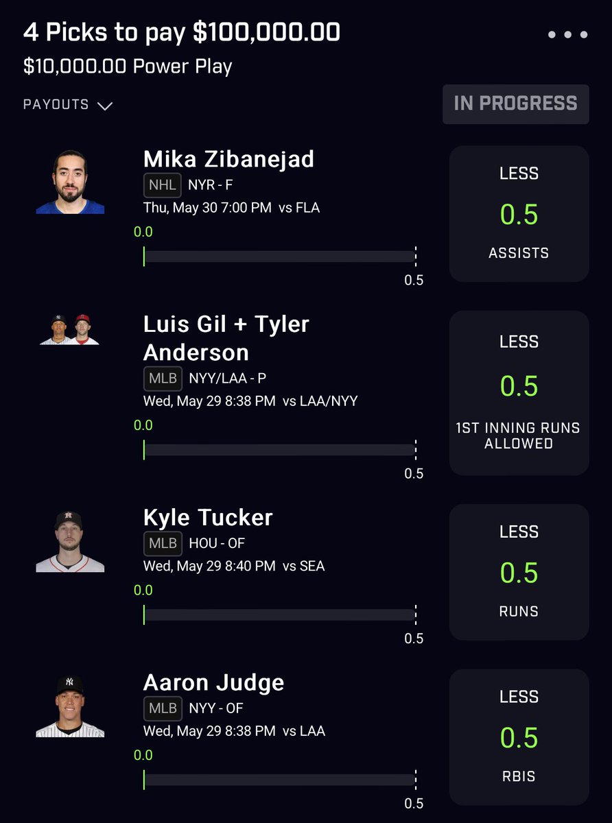Premium just needs Mika to not get an assist tonight & we cash the 4th 10x for $100,000🪬🔥💰

Picking multiple winners once this pays out, LIKE, RT, FOLLOW & comment your Cashapp below to be eligible❤️

#GamblingX #GamblingTwitter #PrizePicksMLB #AimsHQ