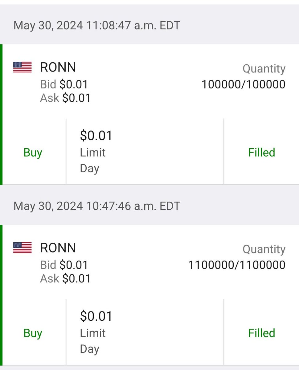 $RONN if you're not loading, you're not an investor. The writing's on the wall, $RONN is destined to make many investors wealthy. 

Added on the dip, a lil red on today's buys, but still GREEN like the Green Hydrogen projects. Got my net ready for tomorrow!