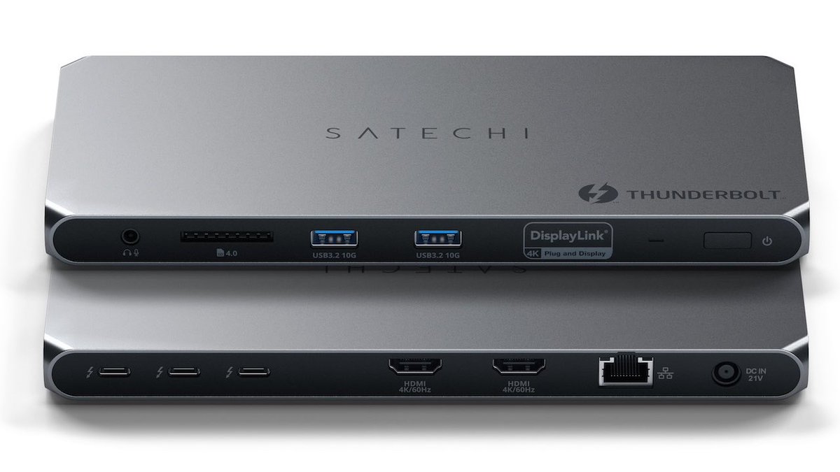 米Satechi、DisplayLinkチップ搭載しM3 MacBook Airなどで最大4台の外付けディスプレイ出力が可能な12-in-1ドック「Satechi Thunderbolt 4 DisplayLink Docking Station」を発売。 applech2.com/archives/20240…