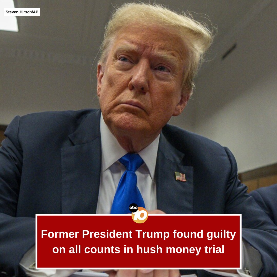 Jury convicts former President Trump on all 34 counts of falsifying business records in New York

STORY: 10news.com/politics/trump…