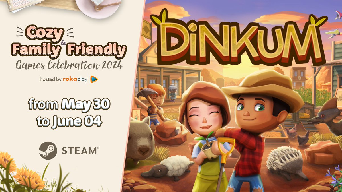 James Bendon (@dinkumdev) on Twitter photo Dinkum is 25% off as part of the Cosy Games Celebration.
Check out <a href="/cozycelebration/">☕ Cozy Games Celebration</a> to see a bunch of other great games too! Dinkum is 25% off as part of the Cosy Games Celebration.
Check out <a href="/cozycelebration/">☕ Cozy Games Celebration</a> to see a bunch of other great games too!