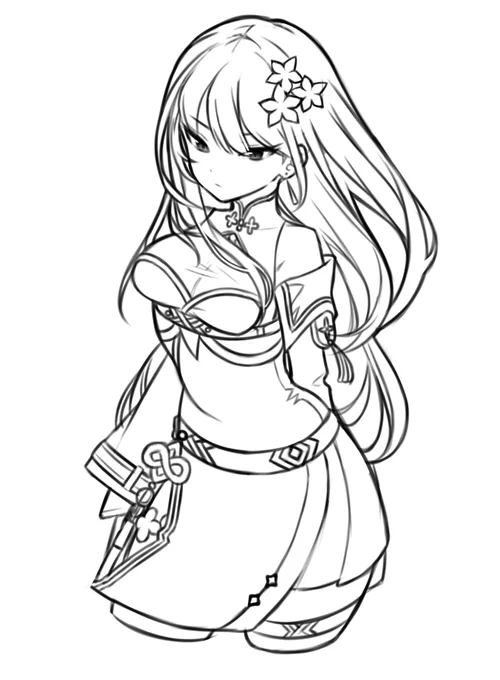 鳴潮初日しかやってないけど身内にリクエストもらって描いた白芷 