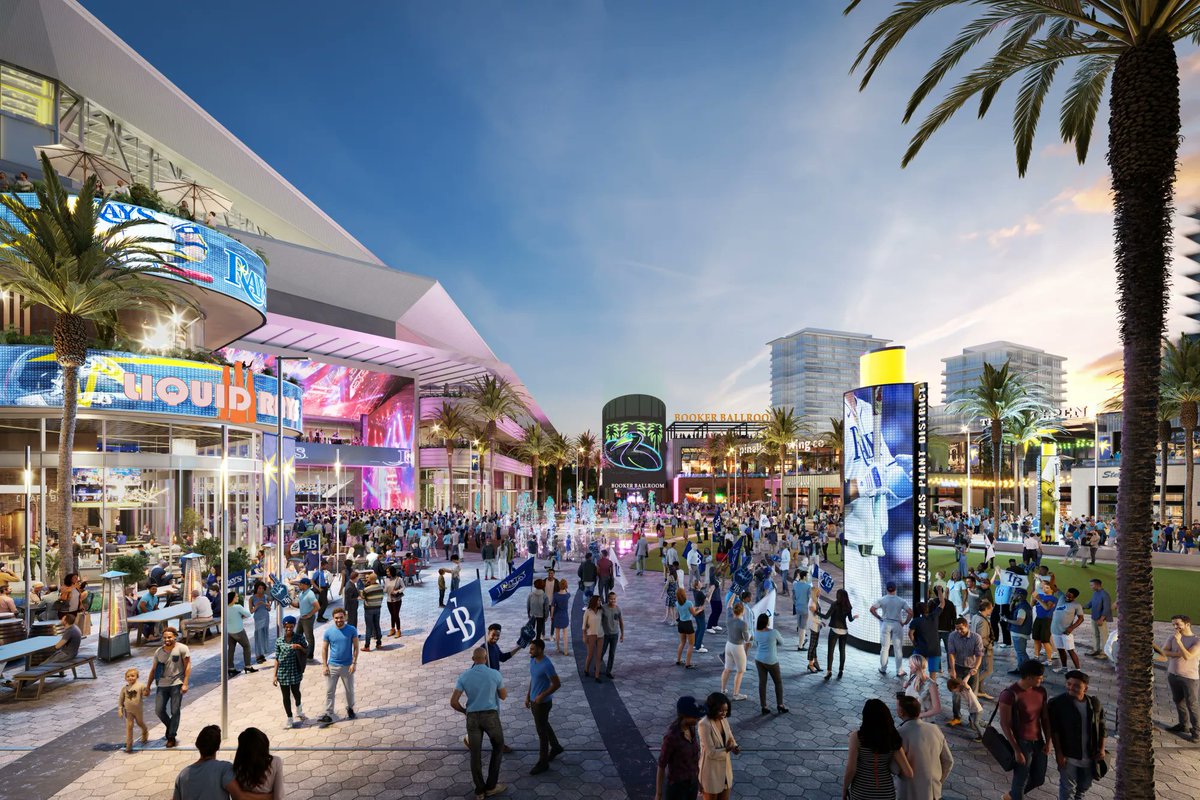 FOS's tweet photo. The Tampa Bay Rays have released the first detailed look at their planned $1.3 billion stadium in St. Petersburg.

• Capacity: 30,000
• Fixed pavilion roof
• "Baseball's most intimate setting" with 70% of seats in the lower 2-3 levels

It’s set to be done by Opening Day 2028. https://t.co/pkxoEVoLn4