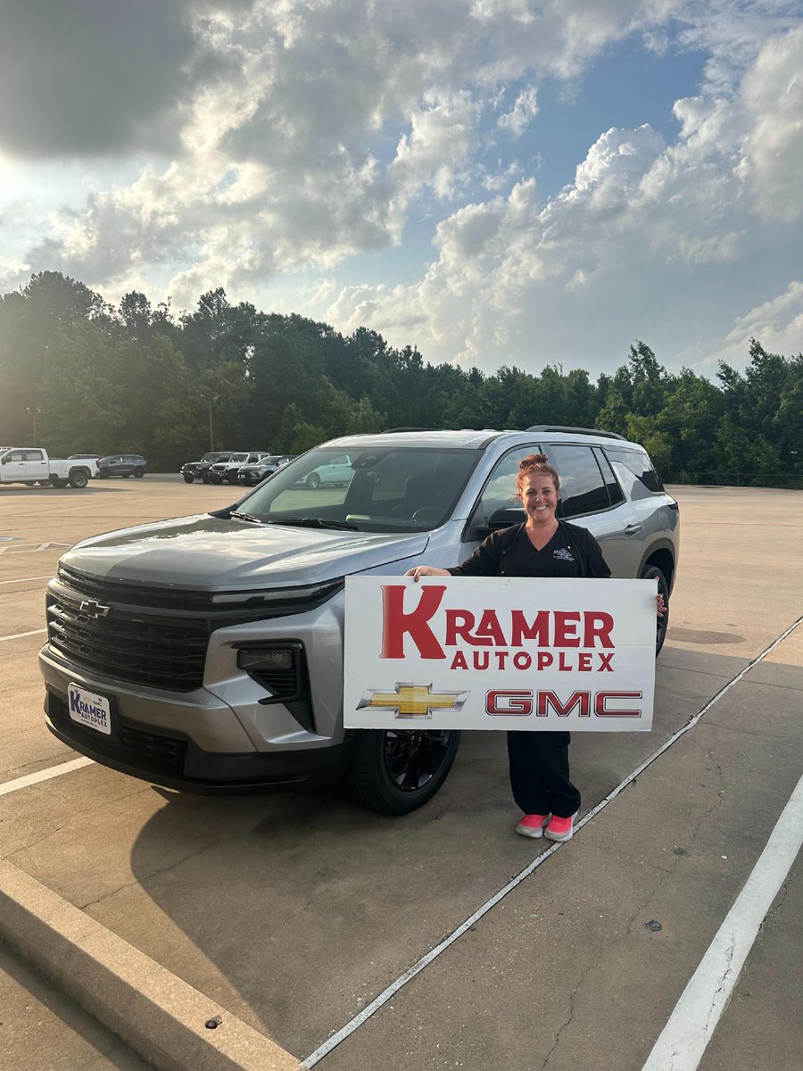 Huge congratulations to Tiffany on her brand new 
2024 #ChevyTraverse! 🎉 Tiffany is a long time 
customer of ours and we appreciate her very much! 

🖥️ Shop: bit.ly/3yw90n7 
#KramerAutoplex #KramerCGMC #LivingstonTX 
#TogetherLetsDrive #ChevroletDealership #NewCar