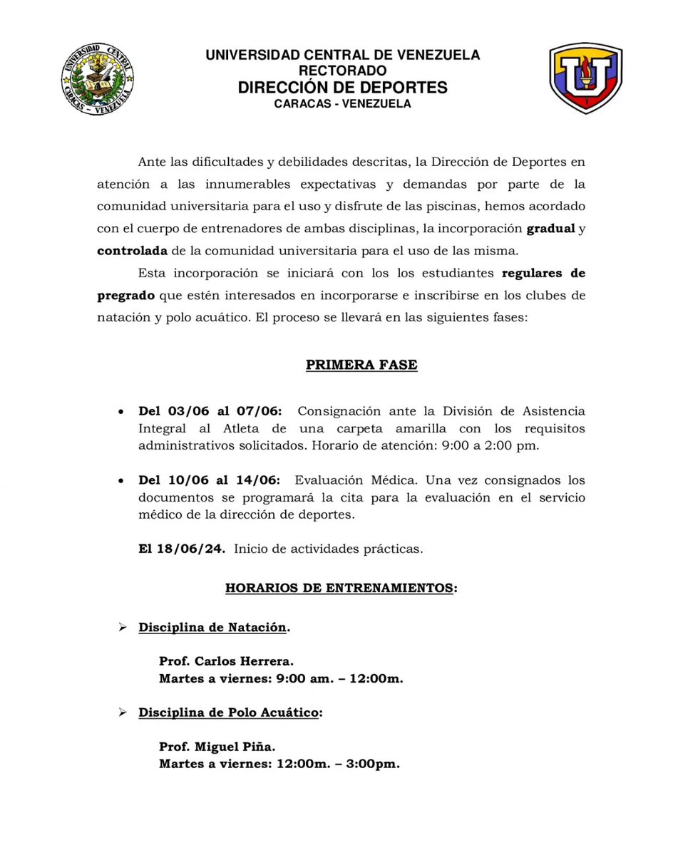 ddeportesucv's tweet image. Comunicado disciplinas acuáticas
Link de la planilla
acortar.link/Cuqero
Piscinas UCV