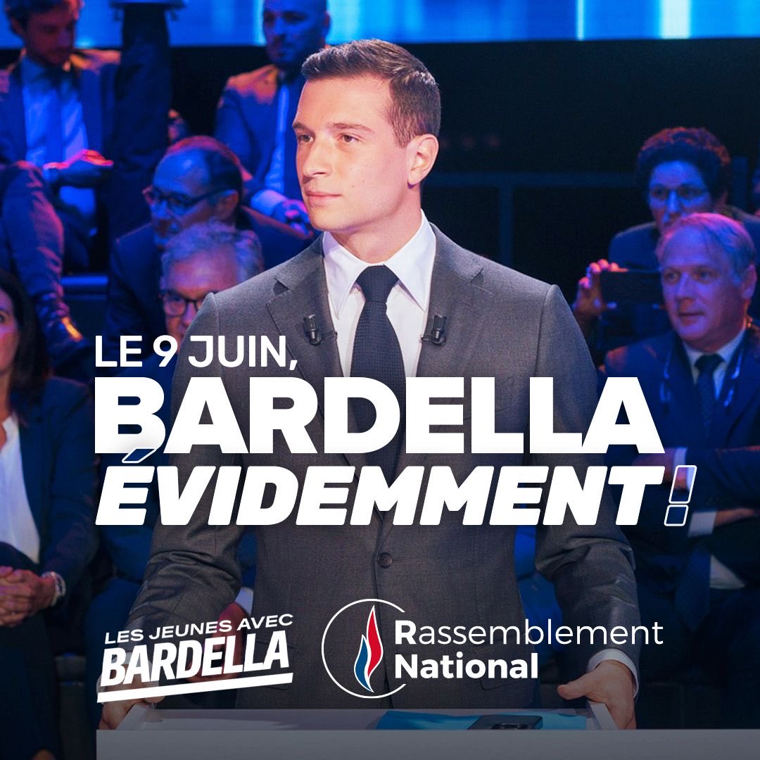RNational_off's tweet photo. Le 9 juin, ni abstention, ni dispersion. Un seul tour, un seul vote : @J_Bardella évidemment ! 🇫🇷

#VivementLe9Juin #GrandDébat #CNews https://t.co/NYDItIkle2