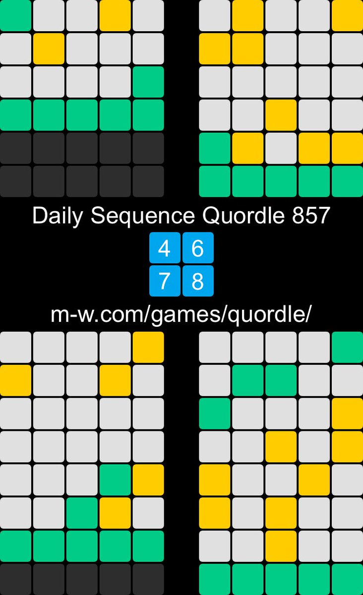 #DailySequenceQuordle 857
4️⃣6️⃣
7️⃣8️⃣
m-w.com/games/quordle/