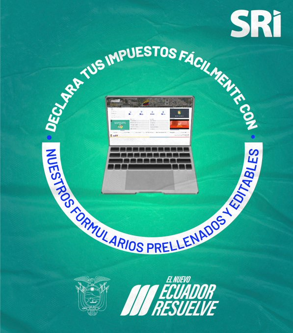 ¡Presentar tus declaraciones de impuestos es muy sencillo!😌

Con tu usuario y clave de #SRIenLínea accede a nuestros formularios prellenados con información sugerida.

#ElNuevoEcuadorResuelve