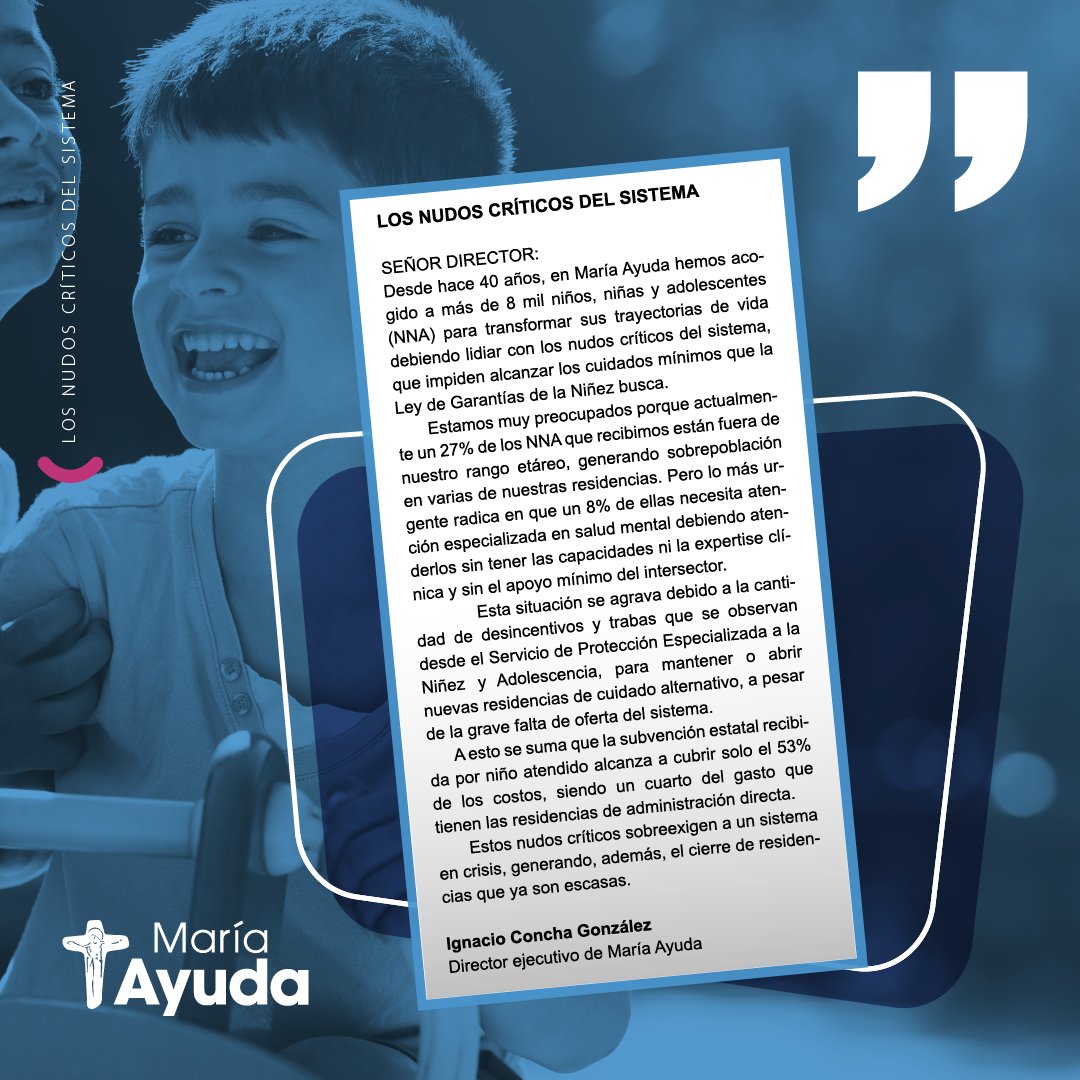 Te compartimos esta Carta al Director de nuestro Director ejecutivo, Ignacio Concha, publicada recientemente en La Tercera📰.

#MaríaAyuda #infancia #niñez #actualidad