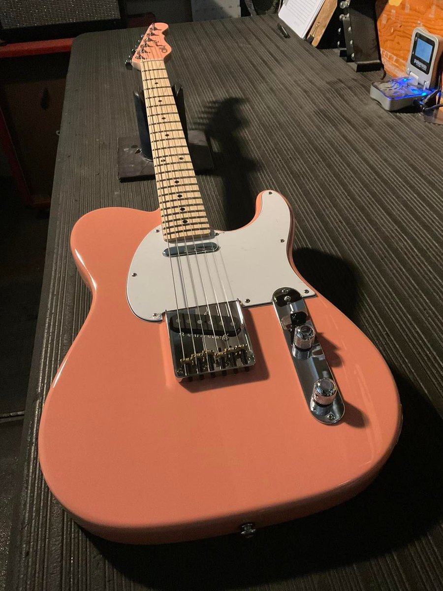 ASAT Classic Alnico in Sunset Coral over alder, 3-ply white guard, hard rock maple neck with Natural Satin finish and matching headstock. Built for G&L Premier Dealer Menard Music in Camp Douglas, Wisconsin. #glguitars #CampDouglas