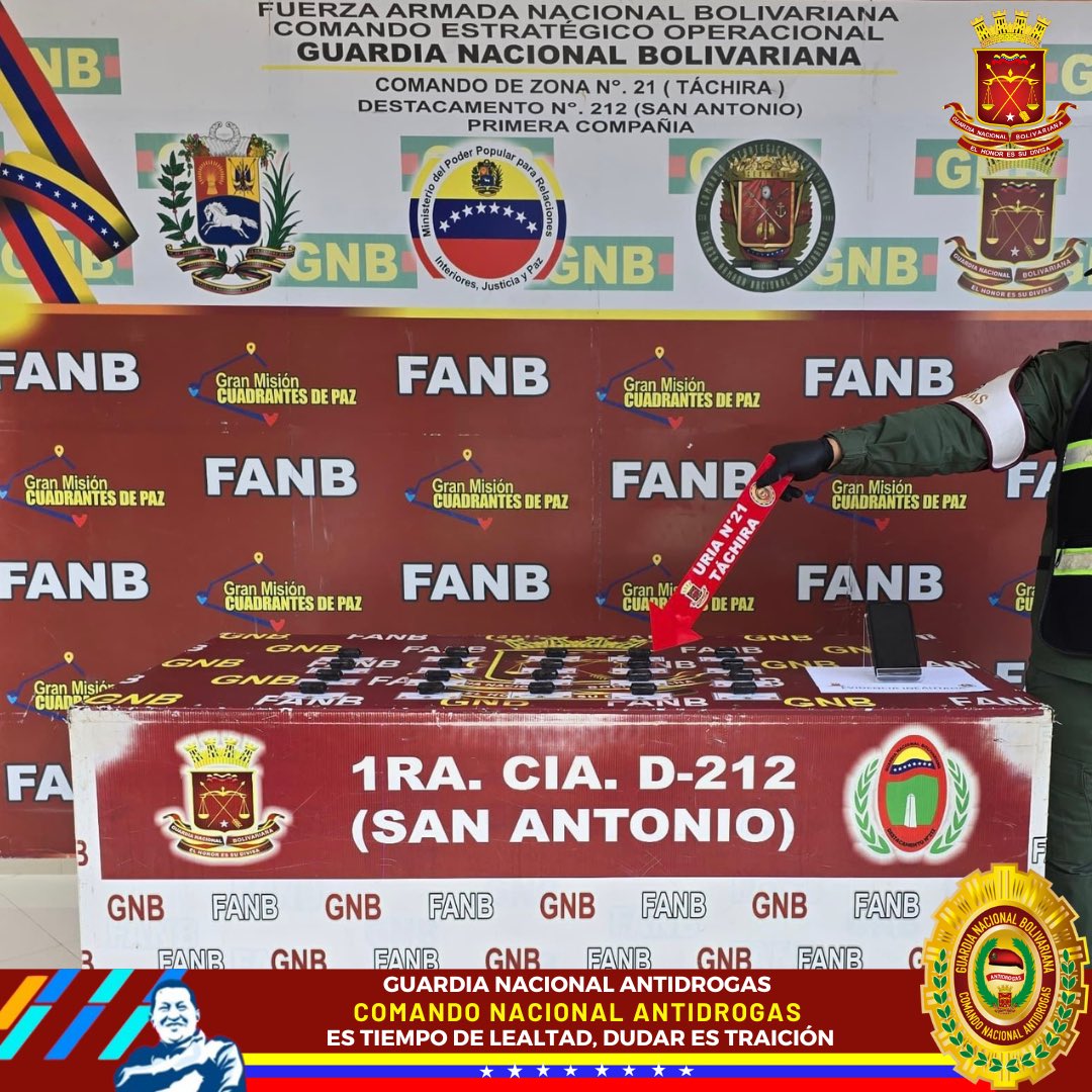 Efectivos <a href="/GNB_antidrogas1/">Antidrogas GNB</a> #FANB en el servicio antidrogas del “Terminal de Pasajeros de San Antonio” edo.Táchira incautaron Veinte (20) envoltorios de Cocaína tipo Dediles con peso de Doscientos Cincuenta Gramos (0,250 Kg) ocultos en las pertenencias una persona que fue detenida