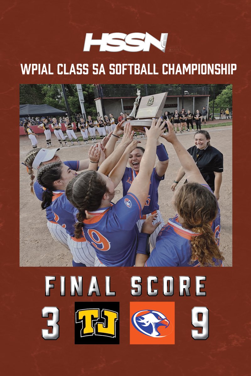 TribLiveHSSN's tweet photo. For the second time, @HawksSOFTBALL22 wins #WPIAL Championship Gold behind a seven-run 6th inning to take down Thomas Jefferson #HSSN https://t.co/RHSQ7t3WTO