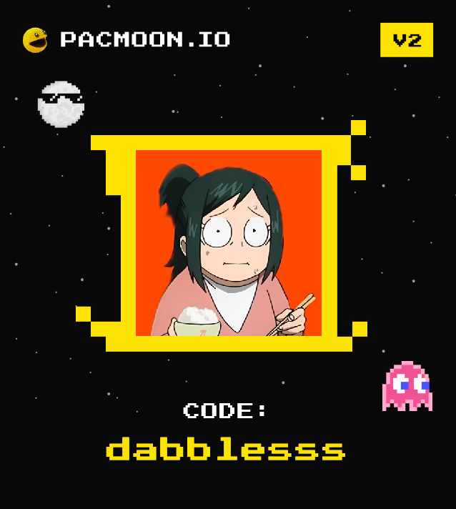 dabblesss's tweet image. join in on all the @pacmoon_ V2 $PAC fun! 👾

one of us, one of us, one of us 🎉

To participate, you'll need an invite code  
invite code: dabblesss