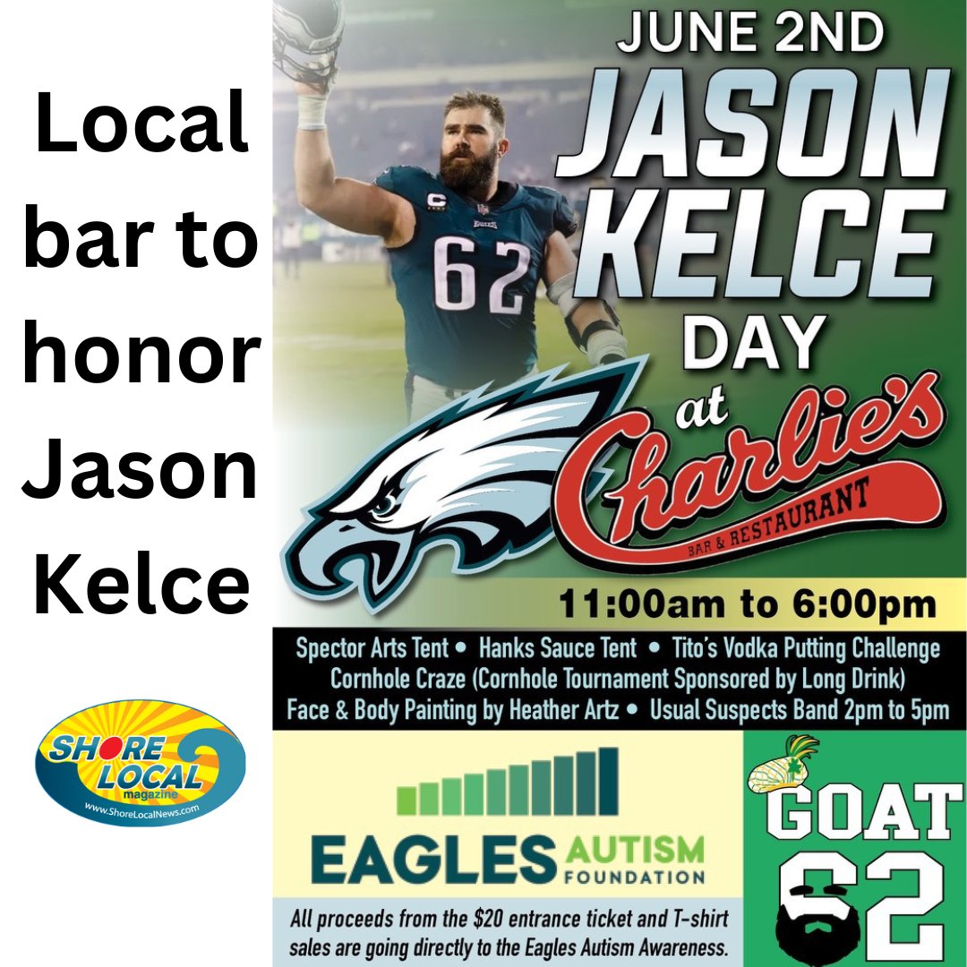 shorelocalnews's tweet image. Charlie’s Bar and Restaurant, located on Shore Road in Somers Point, to honor beloved and recently retired Philadelphia Eagles center Jason Kelce, with proceeds to benefit Eagles Autism Foundation 🦅🏈
shorelocalnews.com/local-bar-to-h…

#Charlies #JasonKelce #Eagles #SouthJersey