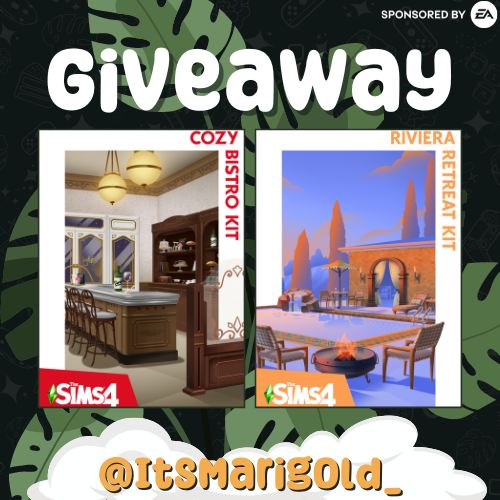 GIVEAWAY TIME!! ☕
I'm giving away a PC code for #CozyBistroKit & #RivieraRetreatKit. There will be 2 winners (1 for each kit) ⛱

To Enter:  
- Follow & RT 
- Comment which kit you would like  

Ends: Tues, 4th June @ 8pm UK/3pm EST 🤩
#EACreatorNetwork #EAPartner #Ad #Sims4