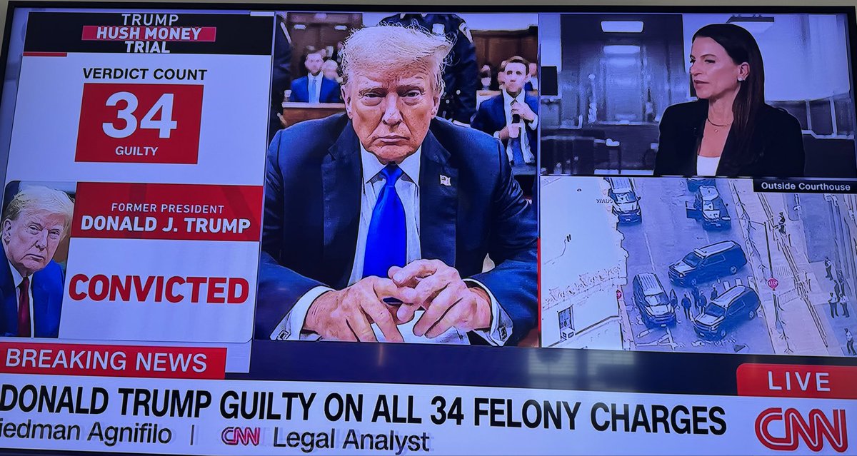 Doesn’t he look just miserable? There is a God. Donald Trump is a convicted felon. #TrumpIsGuiltyAF