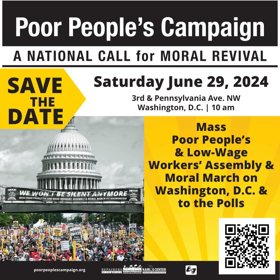 On June 29th, we're gathering in our nation's capital to kick off 4 months of outreach to the over 30% of the electorate who are poor & low wealth.

Join the #MoralMarchOnWashington D.C. & to the polls!  

We demand fair & equitable policymaking that allows ALL of us to thrive!
