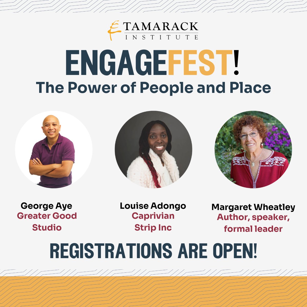 You’re invited! 💌 We are thrilled to announce our first-ever org-wide learning event: EngageFest! The Power of People and Place. Save your spot! hubs.li/Q02z1ktT0 
#SocialInnovation #EndingPoverty #CommunityEngagement #CommunityChange #Tamarack #Event #SocialChange