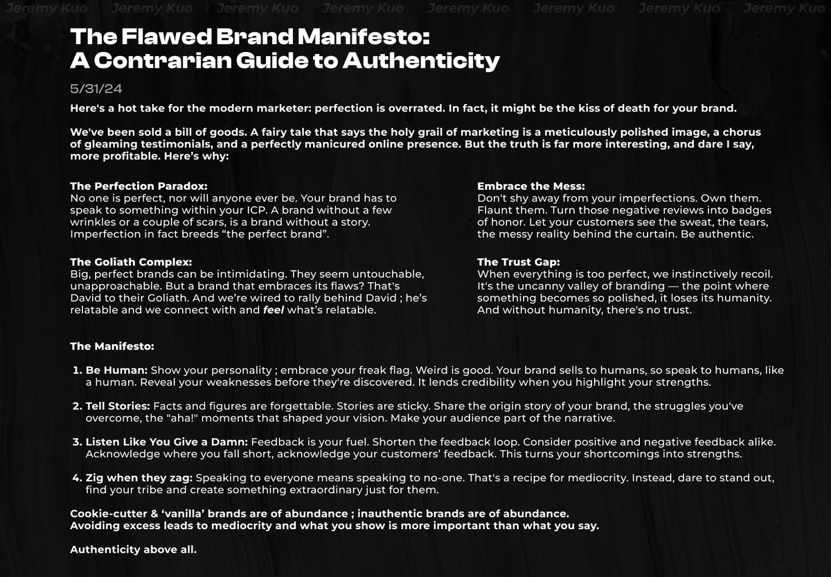 jeremykuoo's tweet photo. The biggest mistake people make when marketing and creating a brand https://t.co/SKML5Aui07