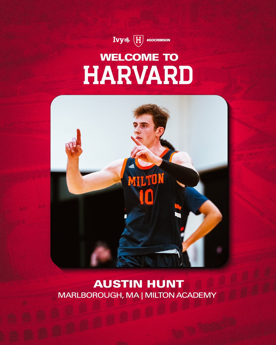 Harvard Menโs Basketball (@harvardmbb) on Twitter photo Welcome to Harvard! ๐
โก๏ธ Austin Hunt
โก๏ธ Guard
โก๏ธ 6-foot-4 | 185 lbs.
โก๏ธ Marlborough, MA
โก๏ธ Milton Academy
๐ฐ tinyurl.com/2aft39vn
#GoCrimson #OneCrimson <a href="/AustinHunt31/">Austin Hunt</a> Welcome to Harvard! ๐
โก๏ธ Austin Hunt
โก๏ธ Guard
โก๏ธ 6-foot-4 | 185 lbs.
โก๏ธ Marlborough, MA
โก๏ธ Milton Academy
๐ฐ tinyurl.com/2aft39vn
#GoCrimson #OneCrimson <a href="/AustinHunt31/">Austin Hunt</a>