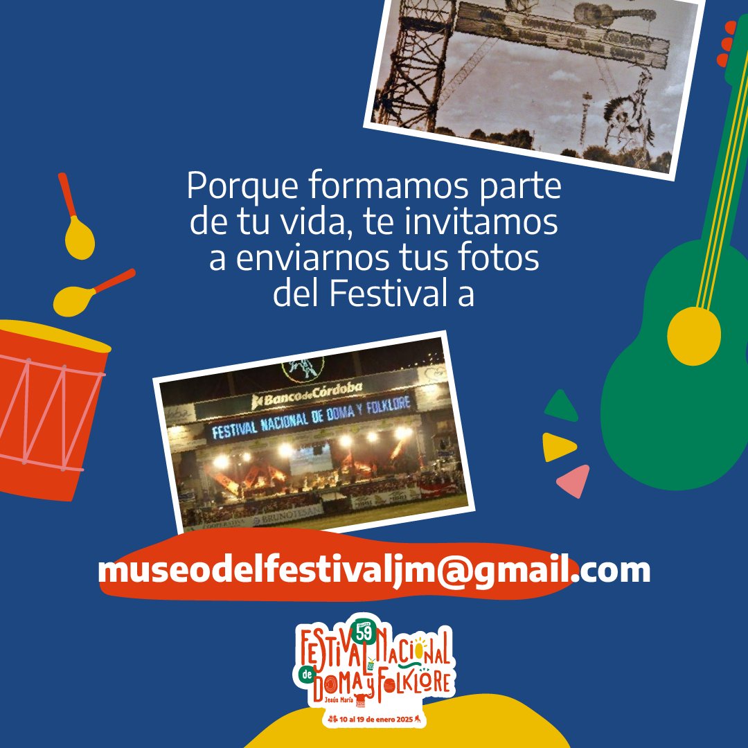 FestivalJM's tweet photo. Celebremos juntos el aniversario del @museodelfestival! 🎉 Tus fotos pueden formar parte de nuestra historia 📸✨ Participá de la muestra aniversario y déjanos contar tu historia en imágenes 📷 

#MuseoDelFestival #TusFotosNuestraHistoria #Aniversario #FestivalJM #Edición58 https://t.co/Xq9C2awsY9