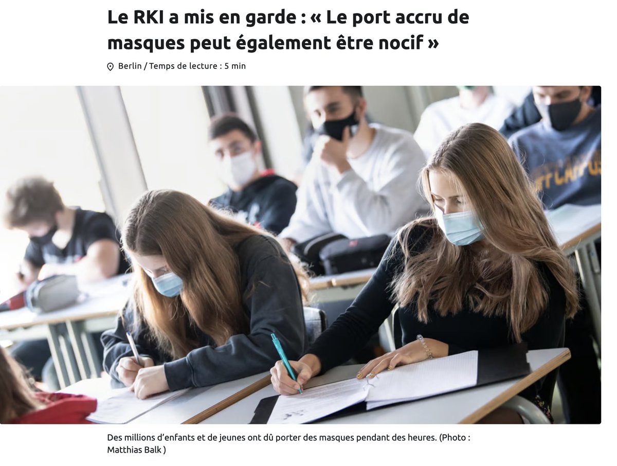 On apprend que l’Institut Robert Koch Allemand (qui a dirigé la réponse Covid) s’est montré très critique à l’égard du masque. Mais qu'on (Politique ou Militaire) les a poussé à dire le contraire. Il faudra rendre des comptes... #RKIFiles