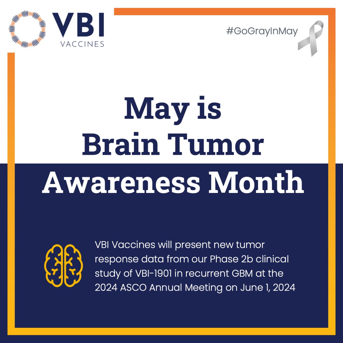 With few approved treatment options, we’re working to change the odds for #glioblastoma patients.

ICYMI, VBI is presenting new and encouraging data from our VBI-1901 program in recurrent #GBM at #ASCO24 on Saturday, June 1. Read more here: bit.ly/4bXXiDo #BTAM