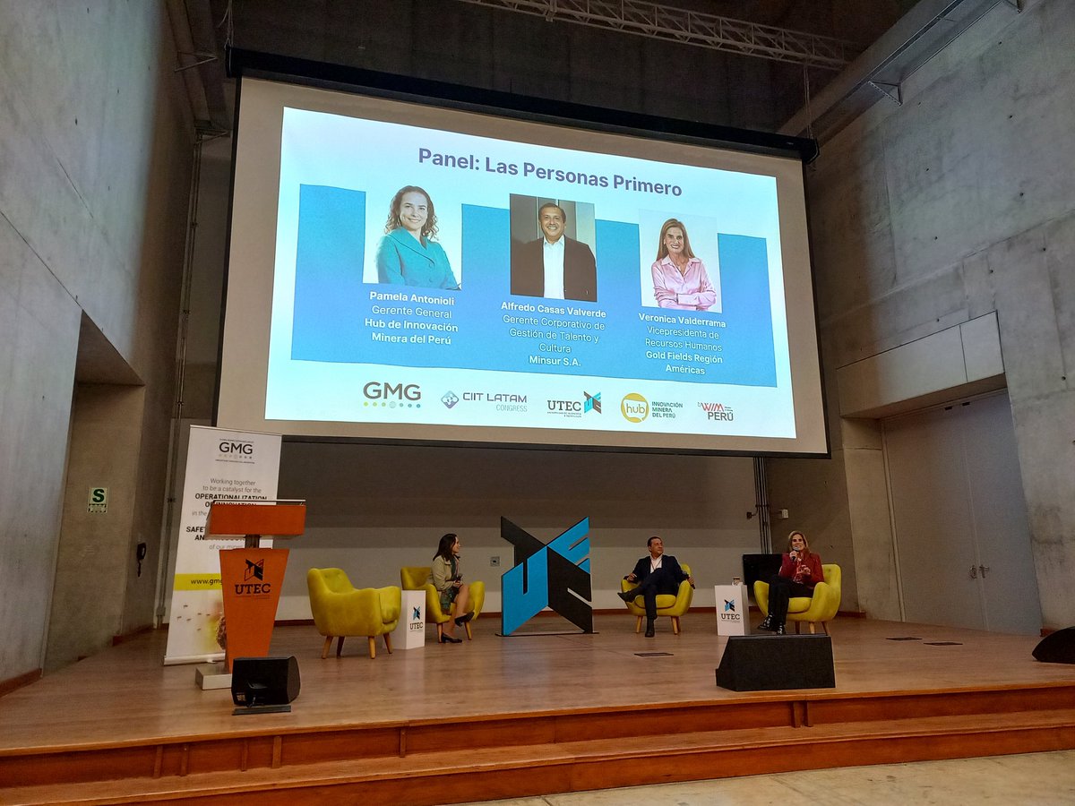 🔴 Nuestra gerente general, Pamela Antonioli, en el GMG Foro de Lima como moderadora del panel "Las personas primero", junto con Alfredo Casas, gerente corporativo de gestión de talento y cultura en <a href="/Minsur_Oficial/">Minsur</a>, y Verónica Valderrama, vicepresidenta de RRHH en <a href="/GoldFieldsPer/">Gold Fields en Perú 🇵🇪</a>.