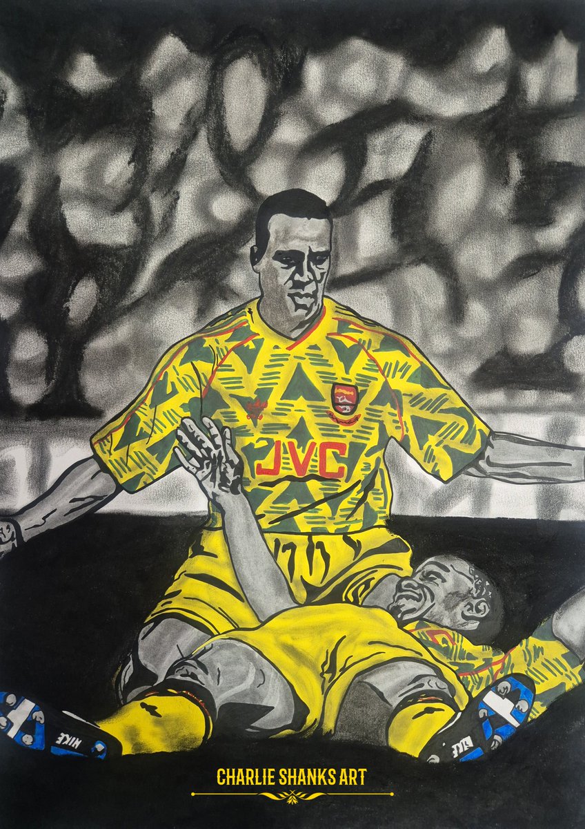 Rocky &amp; Wrighty 💛💙🎨

My new artwork depicting two icons of our Great Football Club 🎨

Hand drawn/painted on A3 sized paper using a mix of pens, pencils, acrylic paint and charcoal 🎨 

Retweets most appreciated 🙏🏻😘 <a href="/Arsenal/">Arsenal</a> <a href="/IanWright0/">Ian Wright</a>