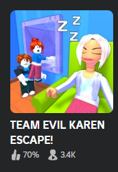 willozzy1's tweet image. 3k CCU+ on &quot;Team Evil Karen Escape&quot;
#Roblox #Robloxdev