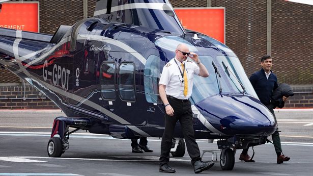 You know yesterday when Rishi Sunak was going on about using trains? Well he took a helicopter home.