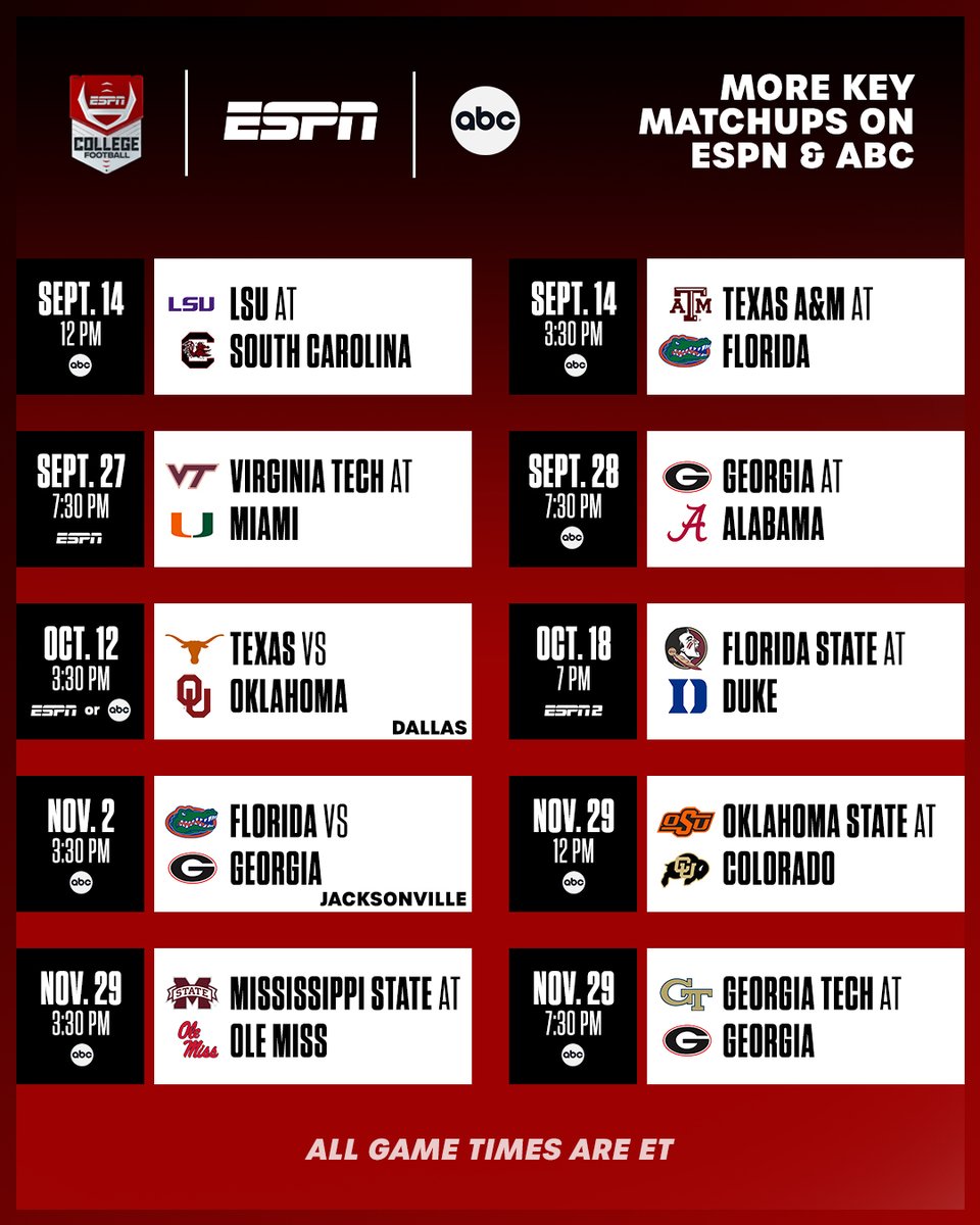 Some interesting matchups in Week 3 and beyond 👀 Just 86 days until college football is back in our lives‼️