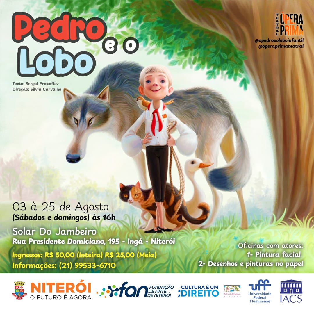 Espetáculo infantil 
"Pedro e o Lobo"
Em Agosto no #solardojambeiro
🎭🎭🎭🎭🎭🎭🎭🎭
 Vemmmm!!!

#Niterói #teatroinfantil #arte #cultura  #Pedroeolobo #Icaraí #Ingá #Love #pet #animais #rj #Brasil #solardojambeiro #sbat #sated #2024