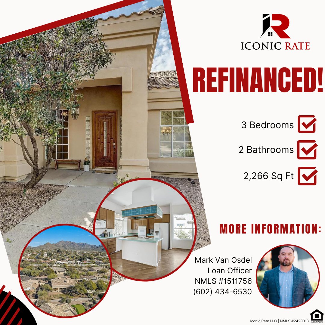 Celebrating yet another successful refinance! Curious about how much equity you can tap into from your home? Contact us today to discover your possibilities. 

@mark_the_mortgageguy

#iconicrate #loanofficer #mortgagebroker #refinance #realestate #azrealestate #homeequity