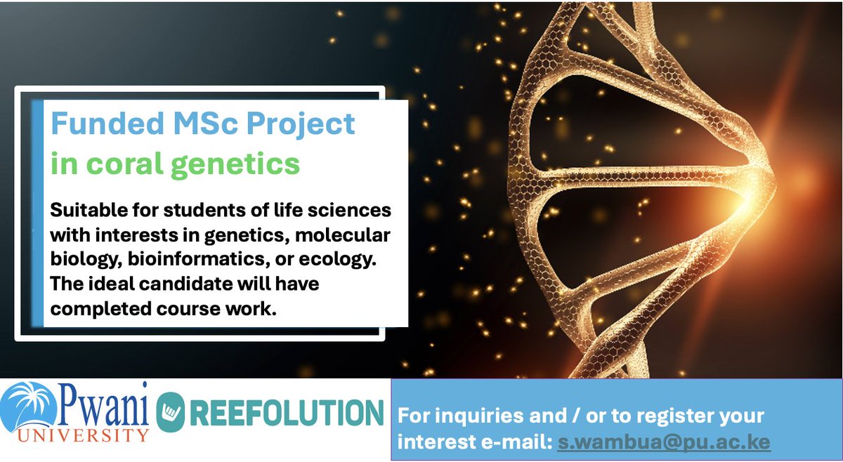 𝕊𝕒𝕞𝕞𝕪 𝕎𝕒𝕞𝕓𝕦𝕒 (𝗧𝗮𝘁𝗮) (@swambua) on Twitter photo Great opportunity especially for upcoming scientists keen on contributing to coral conservation. <a href="/BioinfoHub_KE/">Bioinformatics Hub of Kenya</a> <a href="/PU_Kilifi/">Pwani University</a> <a href="/KenyattaUni/">Kenyatta University #ExperienceKU</a> <a href="/uonbi/">University of Nairobi</a> <a href="/WWF_Kenya/">WWF-Kenya</a> <a href="/KWCAKenya/">Kenya Conservancies</a> <a href="/LocalOceanCo/">Local Ocean Conservation</a> <a href="/arochakenya/">A Rocha Kenya</a> <a href="/DiscoverJKUAT/">Discover JKUAT</a> <a href="/UoEld_Town/">University of Eldoret</a> <a href="/ICRI_Coral_Reef/">ICRI Secretariat</a> <a href="/ReefolutionK/">REEFolution Kenya</a> <a href="/cordioea/">CORDIO East Africa</a> <a href="/AWF_Official/">AWF</a> Great opportunity especially for upcoming scientists keen on contributing to coral conservation. <a href="/BioinfoHub_KE/">Bioinformatics Hub of Kenya</a> <a href="/PU_Kilifi/">Pwani University</a> <a href="/KenyattaUni/">Kenyatta University #ExperienceKU</a> <a href="/uonbi/">University of Nairobi</a> <a href="/WWF_Kenya/">WWF-Kenya</a> <a href="/KWCAKenya/">Kenya Conservancies</a> <a href="/LocalOceanCo/">Local Ocean Conservation</a> <a href="/arochakenya/">A Rocha Kenya</a> <a href="/DiscoverJKUAT/">Discover JKUAT</a> <a href="/UoEld_Town/">University of Eldoret</a> <a href="/ICRI_Coral_Reef/">ICRI Secretariat</a> <a href="/ReefolutionK/">REEFolution Kenya</a> <a href="/cordioea/">CORDIO East Africa</a> <a href="/AWF_Official/">AWF</a>