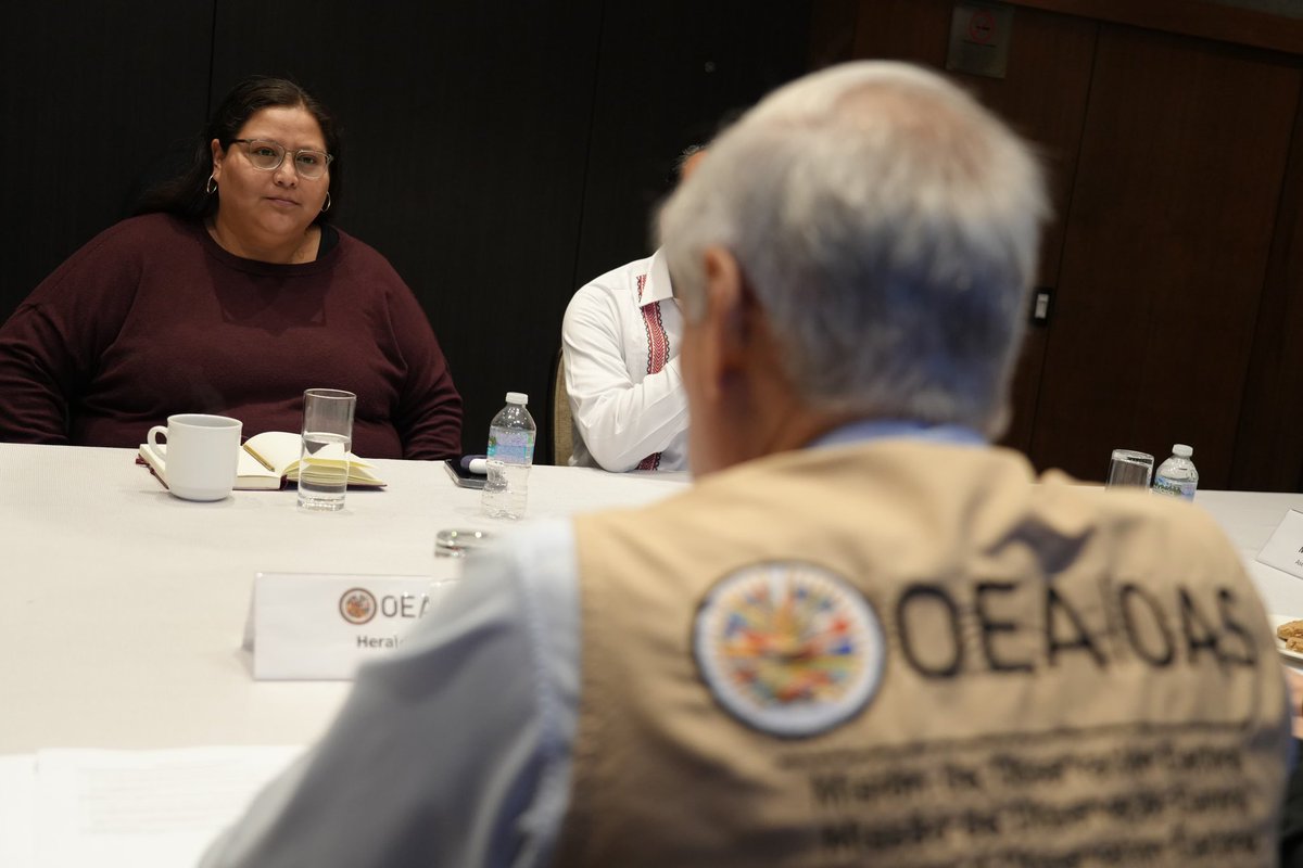 La Secretaria General del @partidomorenamx Citlalli Hernández @CitlaHM y miembros del partido compartieron con la Misión de Observación Electoral de la #OEAenMéxico sus apreciaciones del proceso #Elecciones2024MX.