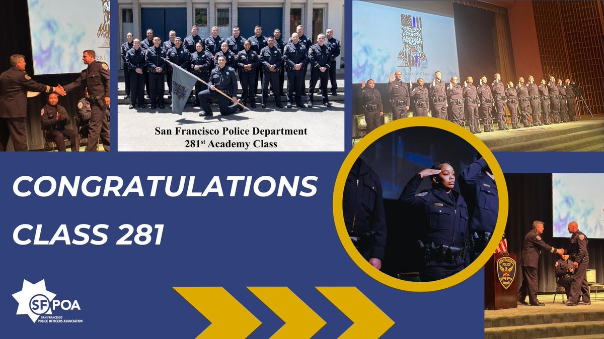 Congratulations to the 15 members of the 281st Academy who graduated this week. You are embarking on one of the most difficult and rewarding careers you can choose. The SFPOA wishes you well as you enter Field Training.