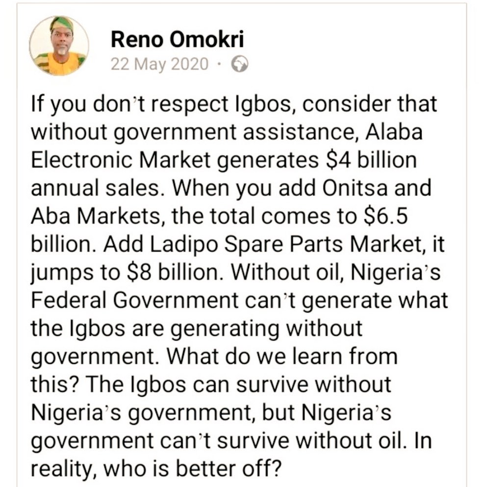 BarthOkoh's tweet photo. @renoomokri We are all Biafra!!!
Good Evening @renoomokri . https://t.co/YNyfswzUXR