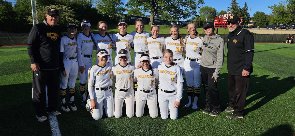 SLPacers's tweet photo. Not only did last night's win put our softball team into the sectional final, it was also Coach Hill's 100th win as the head coach of the Pacers!  3 more wins this year would be nice!! Congrats, Coach Hill! https://t.co/nKQIXdDCGH