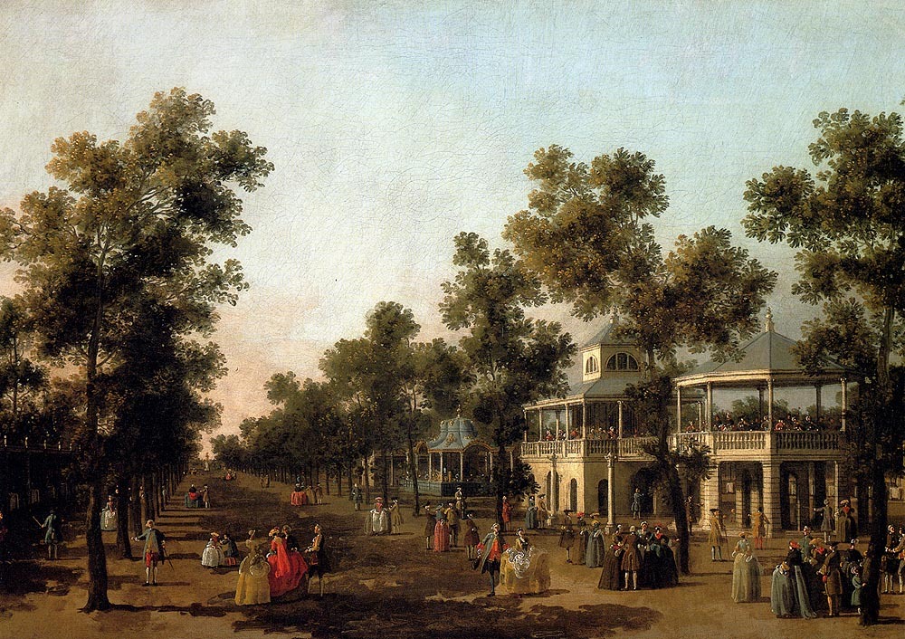 View Of The Grand Walk, vauxhall Gardens, With The Orchestra Pavilion, The Organ House, The Turkish Dining Tent And The Statue Of Aurora wikiart.org/en/canaletto/v…