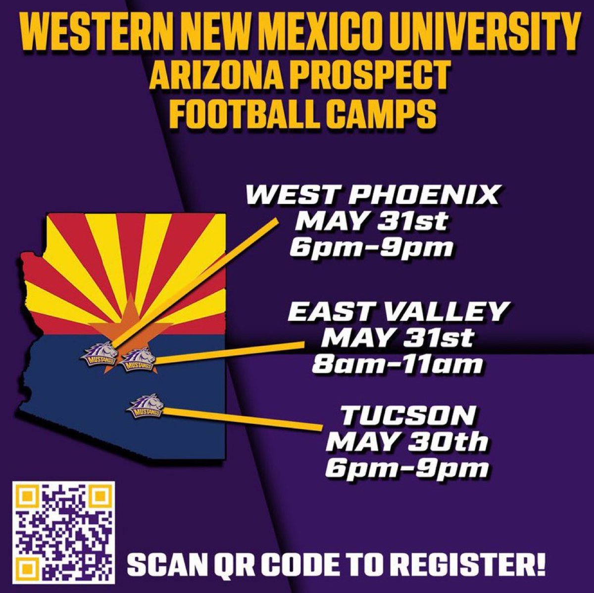 🚨ARIZONA🚨 

Compete and EARN a Scholarship!
Get coached by our staff!
Don’t waste this opportunity!

Register by scanning the QR Code or clicking👇
hickmanfootballcamps.com