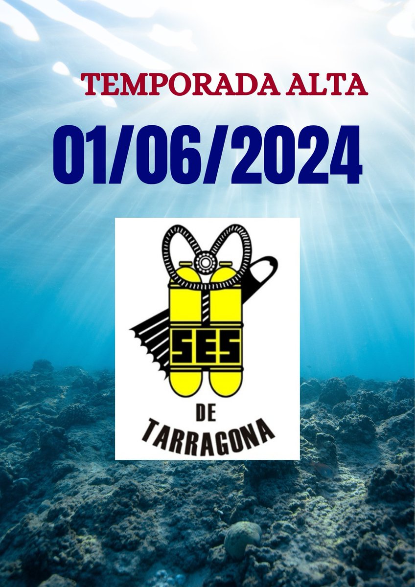¡Empezamos la temporada ALTA!
Desde el 1 de junio abrimos el
#ParqueSubacuatico todos los días de la semana de 9:00 a 19:00 h.
Última entrada al agua a las 17 h.
Recuerda: el horario de respuesta a las solicitudes es de 9:00 a 19:00 h del día anterior a la petición de buceo.