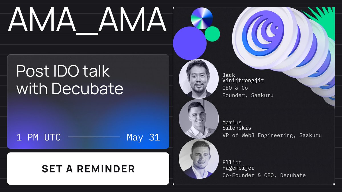 🚀 Huge week for us! 

Join our discussion tomorrow on IDO, TGE, and what's next with guest speakers from @decubate, our CEO @juminoz, and VP of Web3 @cloudFX_M. 🎤✨

🗓️May 31st (Friday) at 1 PM UTC
🔗Set a reminder: youtube.com/live/YL5q4ySnb…

$SKR #saakuru #IDO