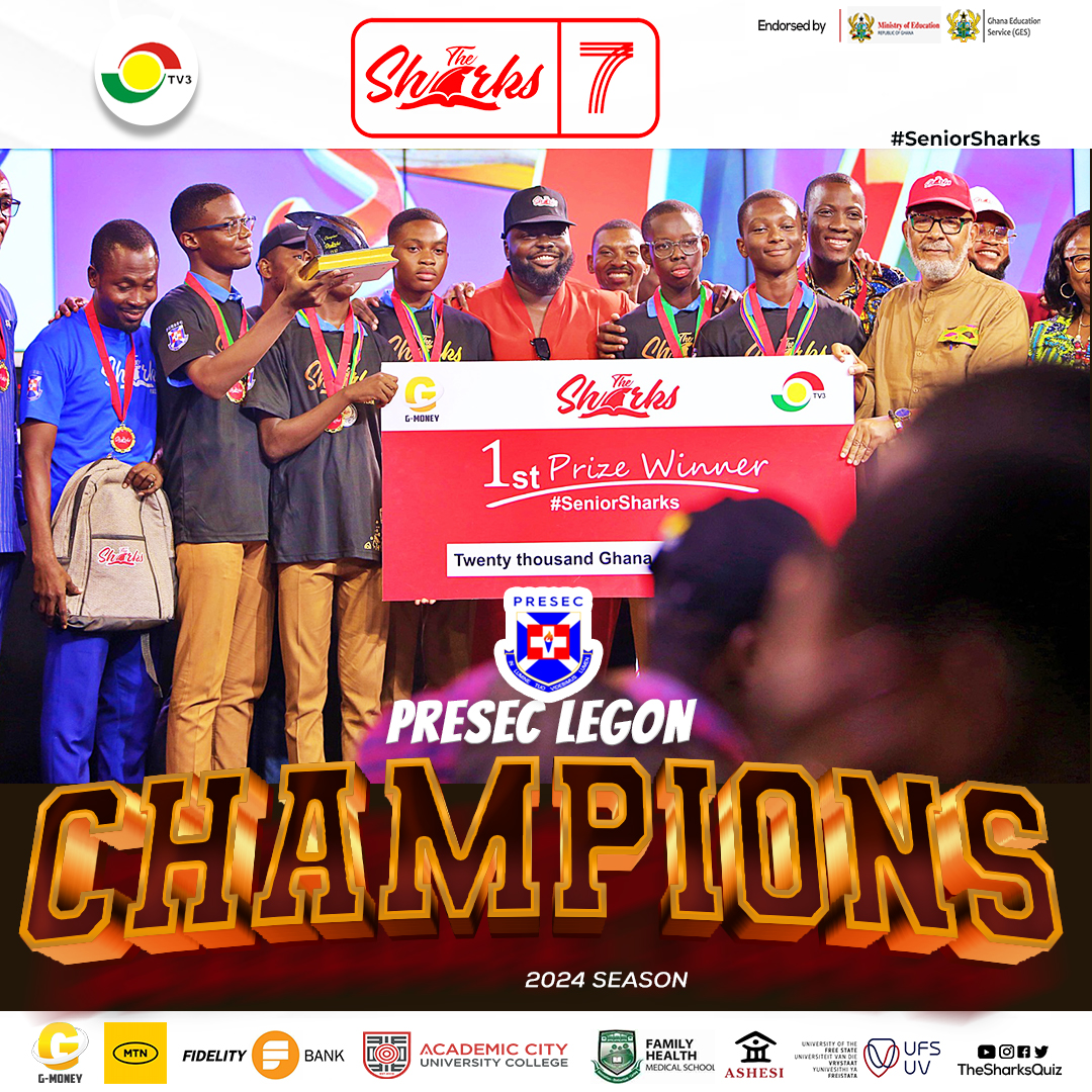 Record Breakers! Pacesetters! Back to Back winners! CONGRATULATIONS TO THE CHAMPIONS OF SENIOR SHARKS QUIZ SEASON 7 -Presbyterian Boys' Secondary School, Legon You have done the UNTHINKABLE! #TheShaks #Sharks7