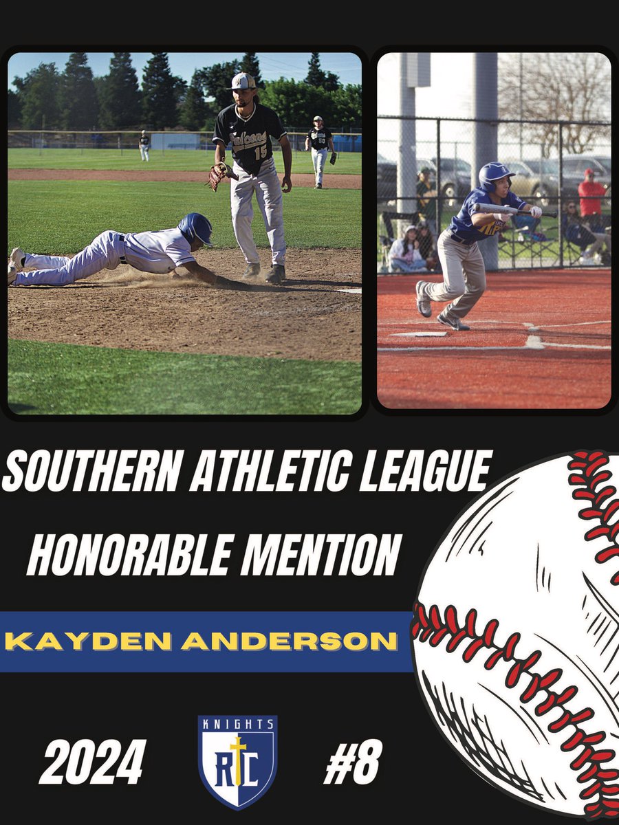 Congratulations to senior Kayden Anderson for being named SAL Honorable Mention. Anderson transferred from Oakdale HS his senior year and added great speed to our notorious running game while stealing 2️⃣6️⃣ bags!!