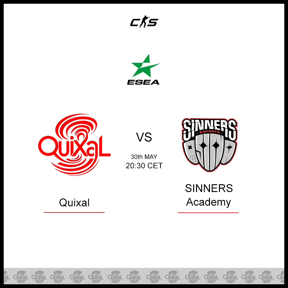 Quixal (@quixal_esports) on Twitter photo ๐ฅMATCHDAY๐ฅ
We are continuing our run in <a href="/ESEA/">ESEA League</a> Main Playoffs tonight
๐ - <a href="/SINNERS_Esports/">SINNERS Esports</a> Academy
๐ - 20:30 CET / 21:30 EEST
๐บ - twitch.tv/niku ๐ฅMATCHDAY๐ฅ
We are continuing our run in <a href="/ESEA/">ESEA League</a> Main Playoffs tonight
๐ - <a href="/SINNERS_Esports/">SINNERS Esports</a> Academy
๐ - 20:30 CET / 21:30 EEST
๐บ - twitch.tv/niku