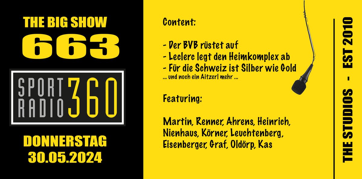 BIG SHOW 663 online ... mit Dank an <a href="/Fighti/">Nicolas Martin</a> <a href="/AndreasRenner/">Andreas Renner</a> <a href="/Peter_Ahrens/">Peter Ahrens</a> The Voice <a href="/ruhrpoet/">ruhrpoet DELETED ❌</a> <a href="/MichaKoerner/">Michael Koerner</a> <a href="/SID_Leuchte/">Christoph Leuchtenberg (SID)</a> <a href="/KoeEisenberger/">Korbinian Eisenberger</a> <a href="/SimonGraf1/">Simon Graf</a> <a href="/HeikoOldoerp/">Heiko Oldoerp</a> und Christopher Kas ... sportradio360.de/the-big-show-d…
