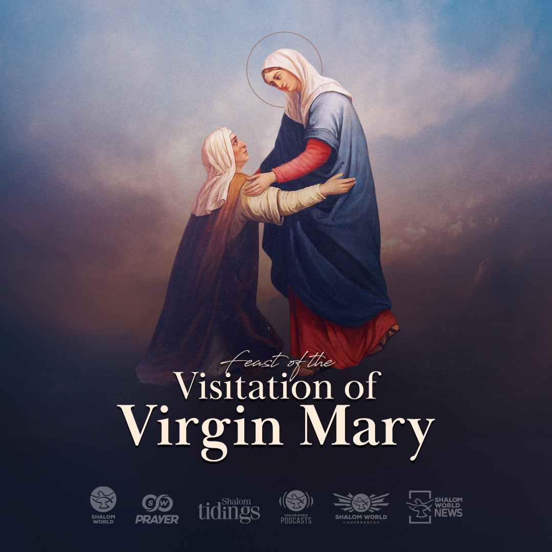 The Feast of the Visitation, celebrated on May 31st in the Catholic Church, celebrates the meeting of Mary, the mother of Jesus, with her elderly cousin Elizabeth, who was pregnant with John the Baptist. #visitation #catholicchurch #mothermary #jesus #ShalomWorld