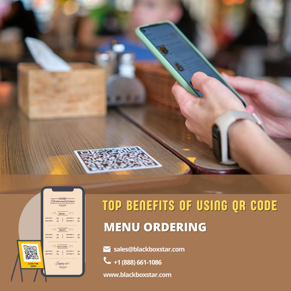 🚀 QR code menu ordering is revolutionizing dining! 🍽️ Enjoy convenience, contactless ordering, real-time menu updates, increased efficiency, and better accessibility. Have you tried it yet? Share your thoughts! #RestaurantTech #QRCodeOrdering #Innovation #CustomerExperience