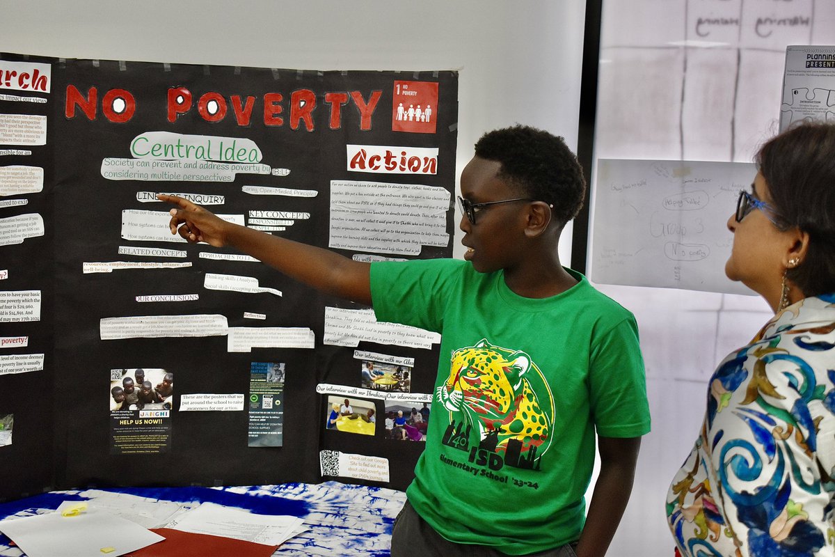 ISDakar's tweet photo. Grade 5 students presented their PYP Exhibition to this year's theme ‘Sharing the Planet’. We had 15 exhibition groups, exploring a range of topics that were anchored by the UN SDG’s. Parents, teachers stopped by to visit &amp; engage with these explorative exhibitions #ISDakar #PYP https://t.co/7Ako58pLKP